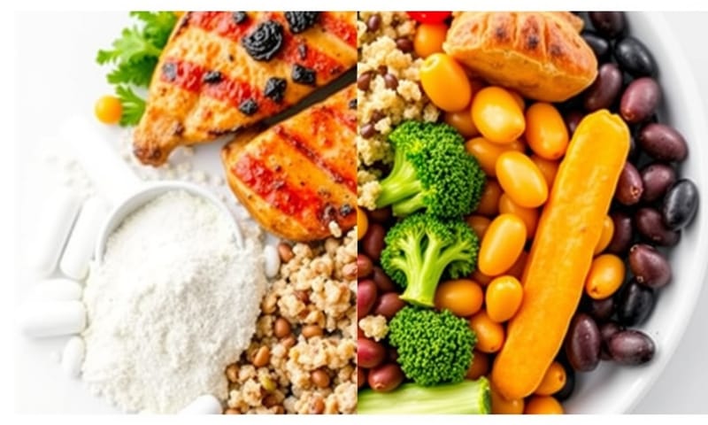 長期來看，選擇天然食物（左）還是補充品（右），是根本的思考