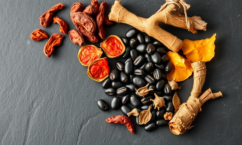 常用於調理耳鳴的中藥材平鋪圖