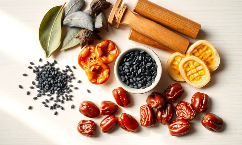 針對「血虛風燥」的食療食材示意