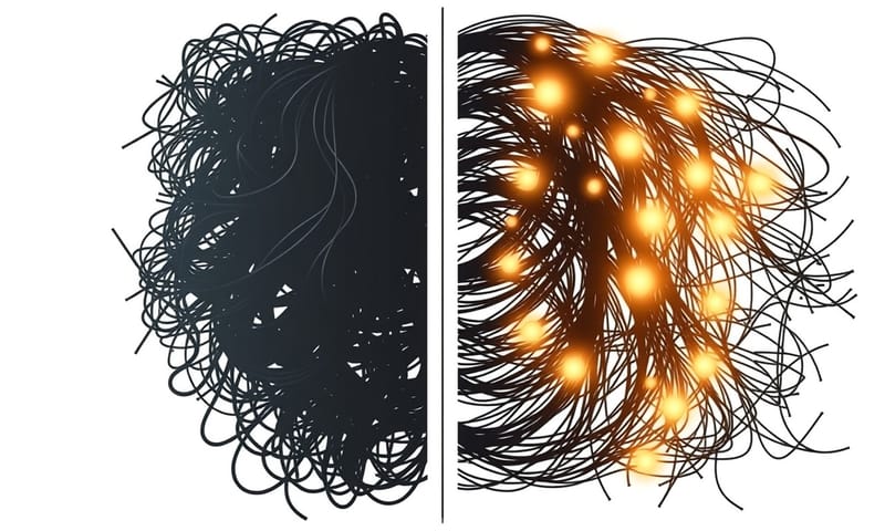抽象示意：從混亂到有序的健康轉變