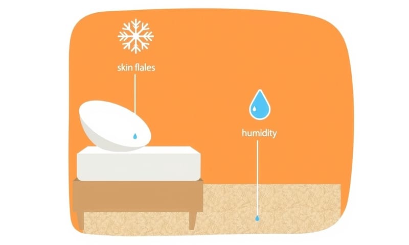 塵蟎喜歡的居家環境示意圖