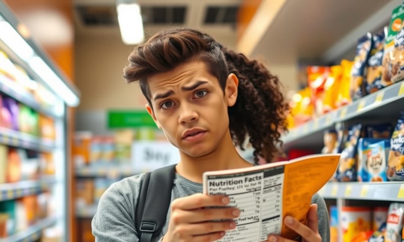 在超市煩惱該如何挑選食物的過程