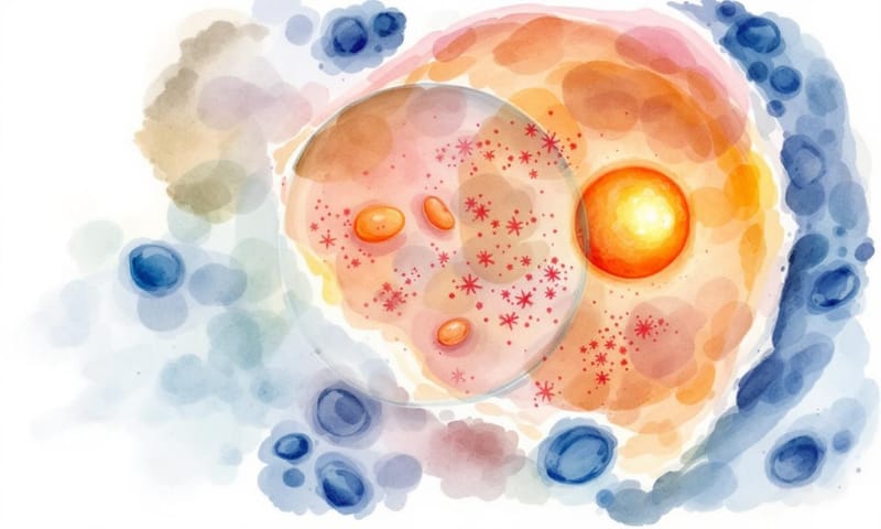 細胞內部的氧化壓力與防禦機制示意圖