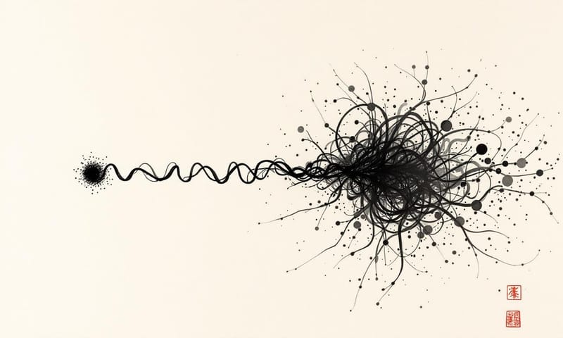 從混亂到有序的蛋白質摺疊過程示意圖