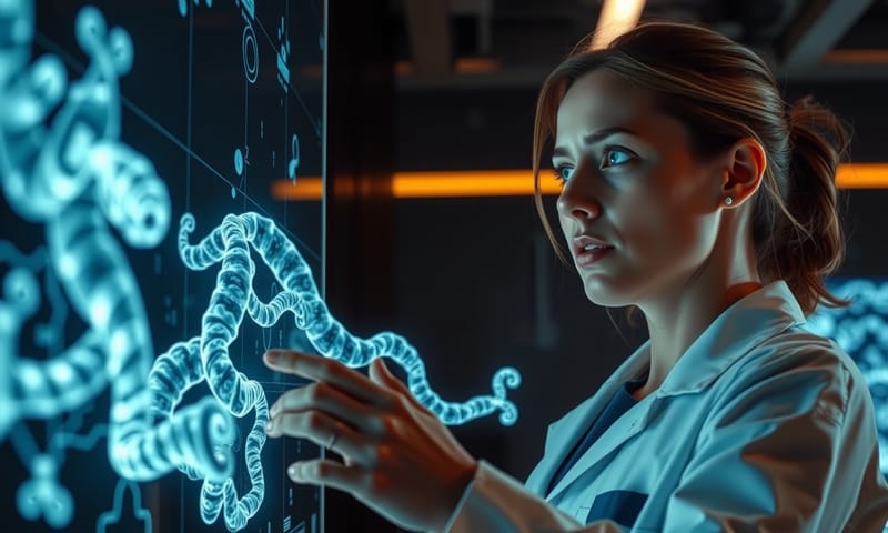 研究人員正在檢視 AI 生成的複雜蛋白質模型