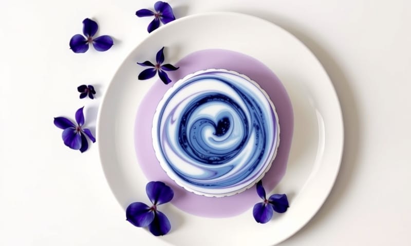 用蝶豆花製作的星空主題甜點