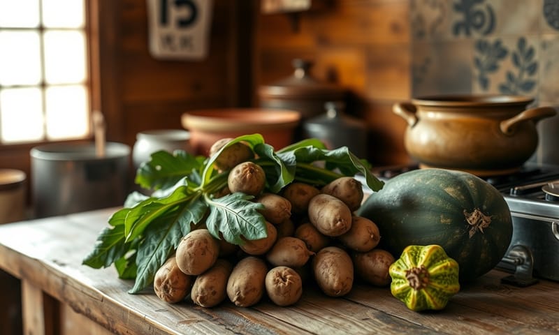 傳統沖繩家庭廚房的一角，呈現出樸實、未經修飾的真實感。