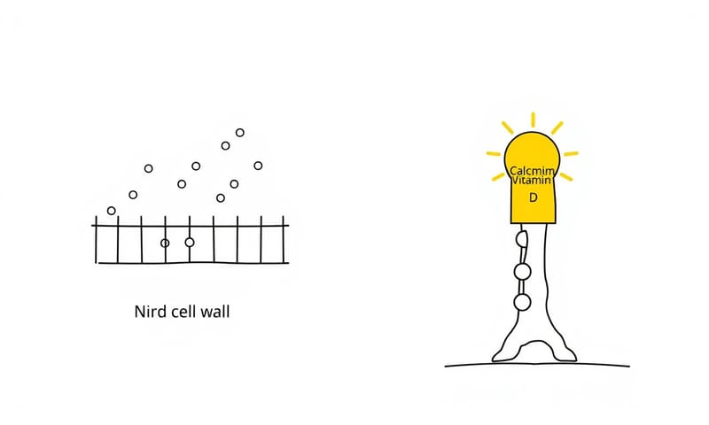 概念示意：維生素D如何幫助鈣質進入骨骼