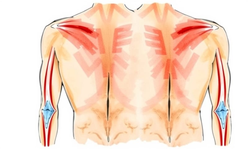 肩胛骨在懸吊時活動的肌肉示意圖