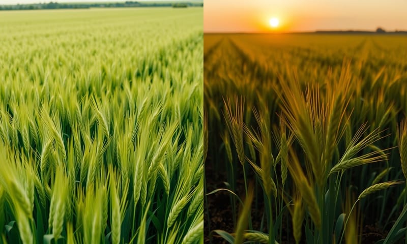 兩種耕作模式下作物狀態的對比