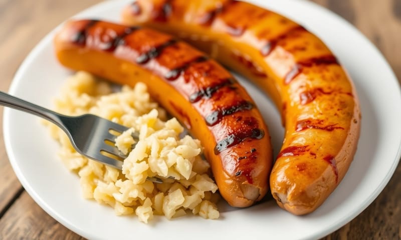 德國酸菜最經典的吃法，就是搭配香腸和肉類。