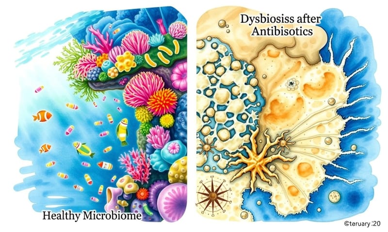健康與失衡的腸道菌叢對比