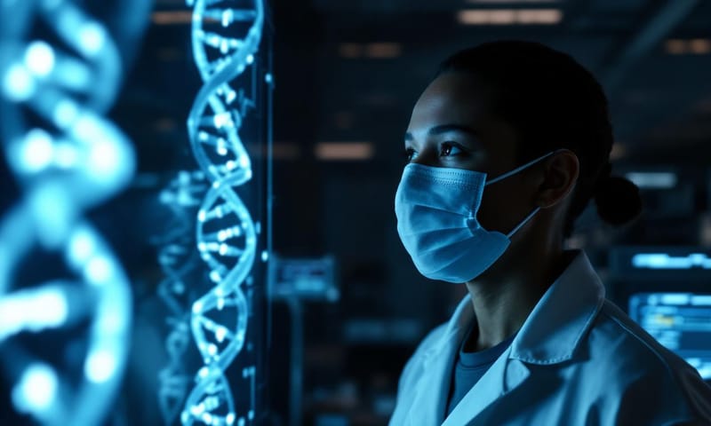 實驗室中，科學家正在觀察左旋DNA的全息投影