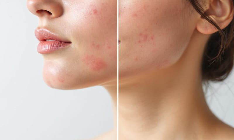 透過調整生活習慣和溫和保養，下巴的荷爾蒙痘在幾週後得到改善。
