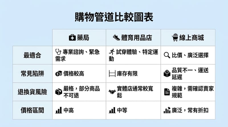 Type 4 Comparison Chart：常見購買管道的優缺點