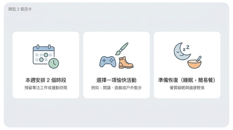結尾前的小圖卡：你今天就能做的 3 件事