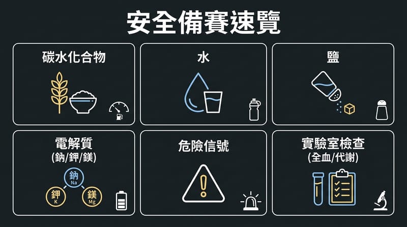 概念總覽圖：備賽「乾」的路徑，但把風險先框出來