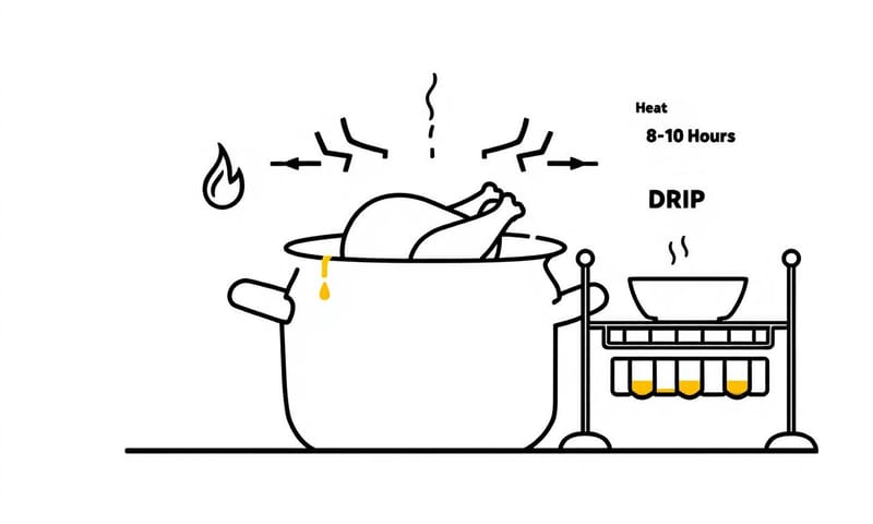 滴雞精製程的極簡示意圖